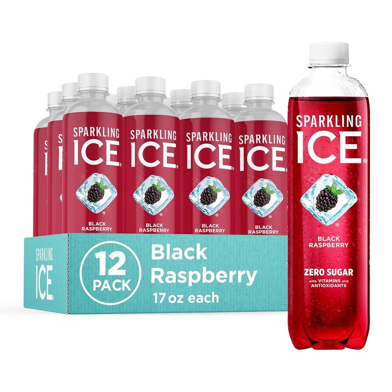Black Raspberry Sparkling Water - Zero Sugar Flavored Beverage with Vitamins & Antioxidants | 17 fl oz Bottles (Pack of 12)
