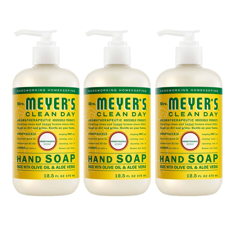 MRS. MEYER'S CLEAN DAY Hand Soap, Honeysuckle Scent, 12.5 Fl Oz Bottle - 3 Pack