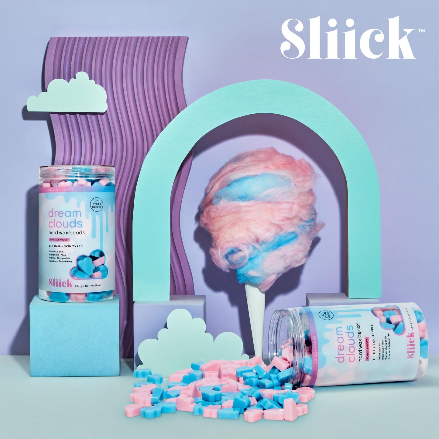 Sliick Hard Wax Beads for Hair Removal, Dream Clouds - DIY At-Home Wax Beads for Face, Body & Sensitive Skin, No-Strip Formula, 16 oz