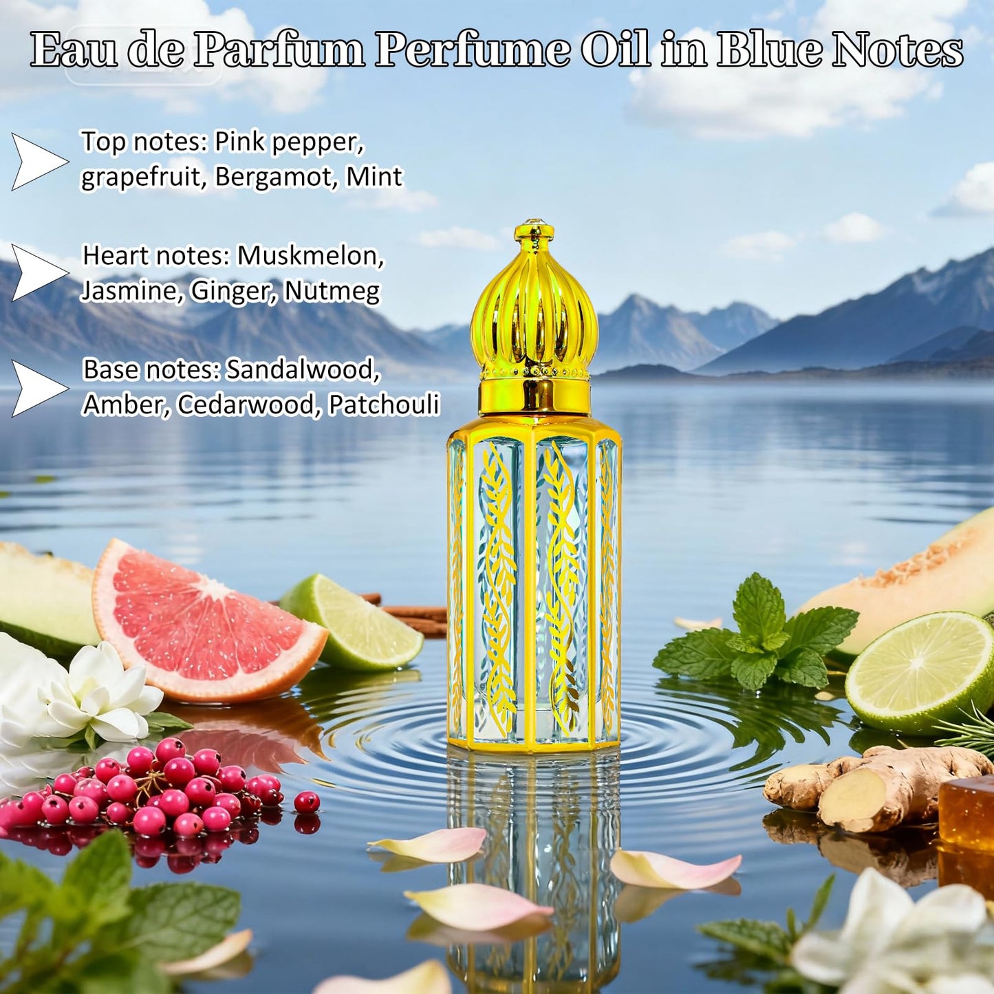 Tuteshow Arabic Perfume for Women, Floral & Fruity Arab Perfume Oil Roll On, Long Lasting Charming Fragrance, 0.4 fl. oz