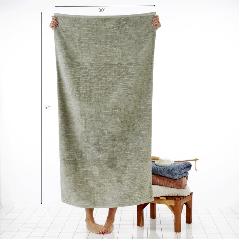 SKL Home CloudSoft/Bedford Floral 100% Cotton Luxury 4-Piece Towel Set, 600 GSM, Ultra Plush & Absorbent, Reversible Jacquard - 2 Bath Towels, 2 Hand Towels, Sage