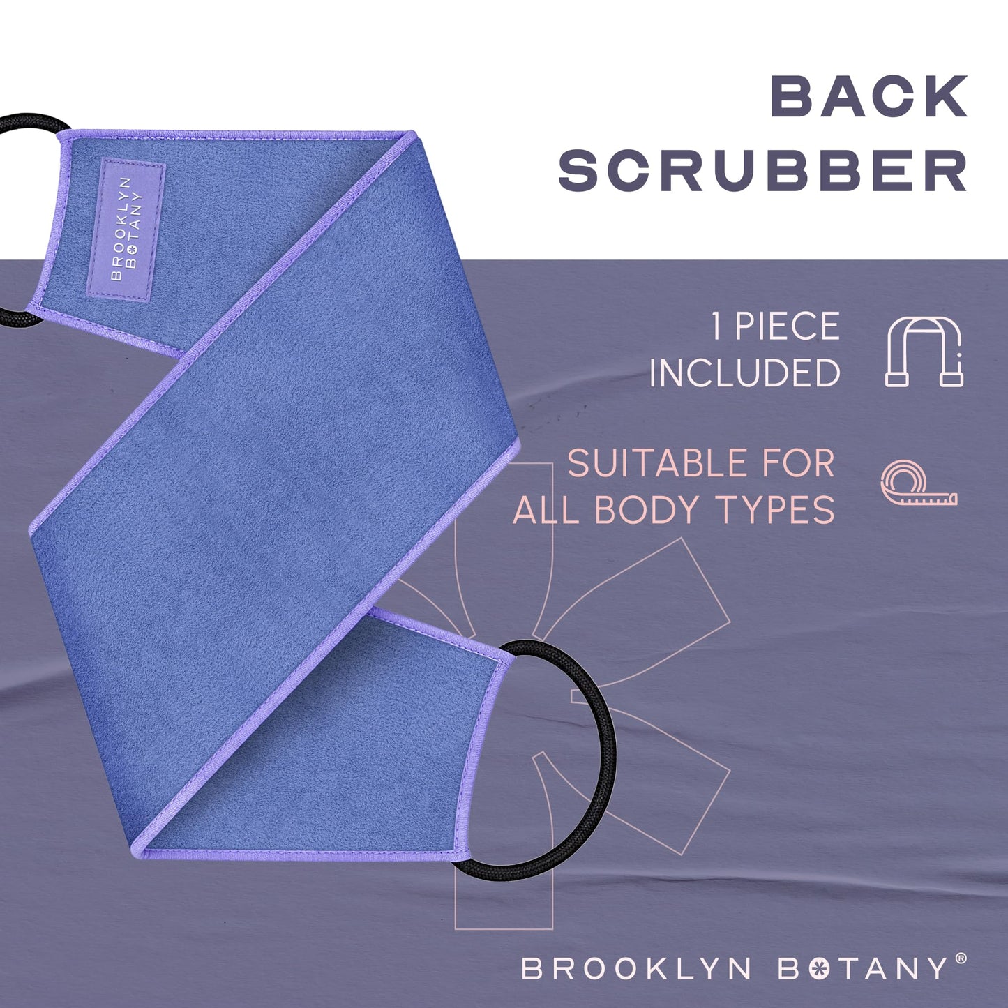 Brooklyn Botany Exfoliating Back Scrubber for Shower and Bath with Handles – Heavy Duty Exfoliating Body Scrubber for Massage and Dead Skin Remover for Body – 32.5” x 5”