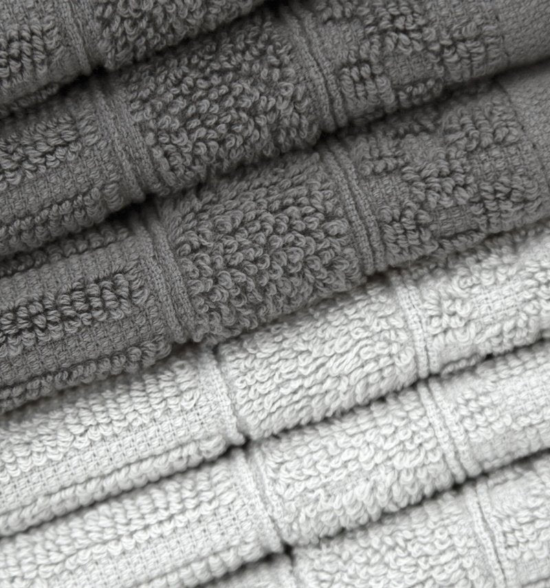 PH Pleasant Home Diagonal Wash Cloths Set - 12 Pack (12” x 12”) – 509 GSM - 100% Ring Spun Cotton Wash Cloth - Super Soft and Highly Absorbent Face Towels (Dark Grey & Light Grey)