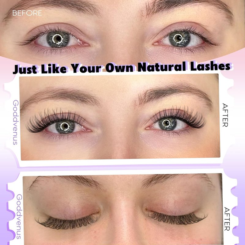 Goddivas Invisible Band Lash Clusters Kit - Wispy Natural DIY Eyelash Extensions | C Curl 10-16MM