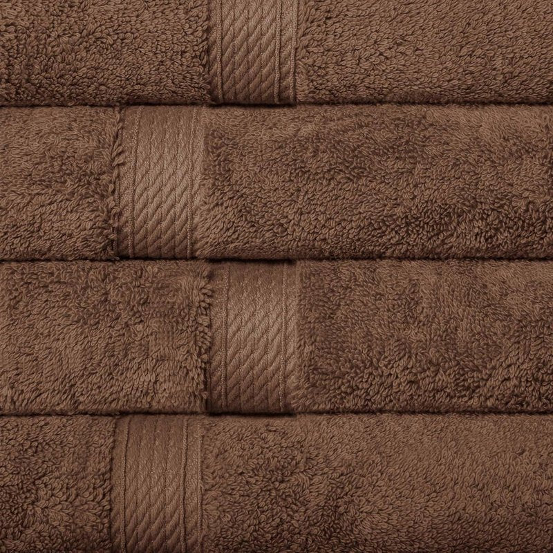 SUPERIOR Egyptian Cotton Plush & Absorbent, Hand Towel Set of 4, Chocolate