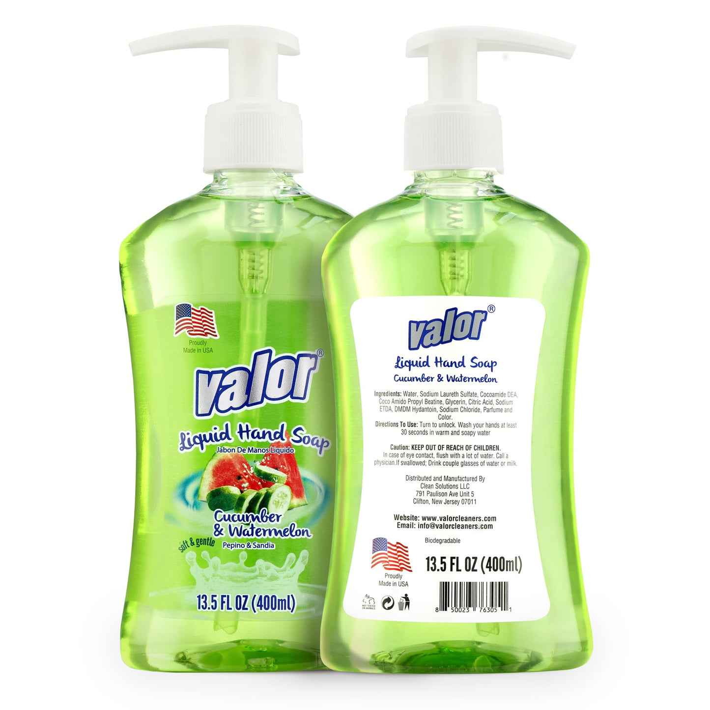 Valor Moisturizing Liquid Hand Soap, |Hand soap| Suitable for All Skin Types, Delightful Cucumber & Watermelon Scent, 13.5 Fluid Ounces (Pack of 6)