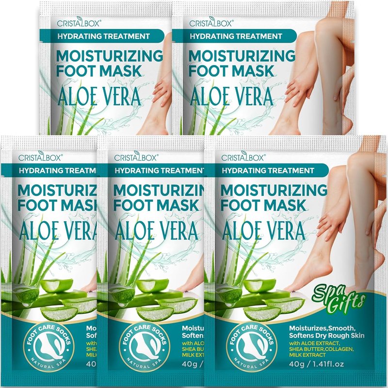 Moisturizing Foot Mask - 5 Pack Hydrating Socks for Dry, Cracked Feet | Soft & Smooth Touch