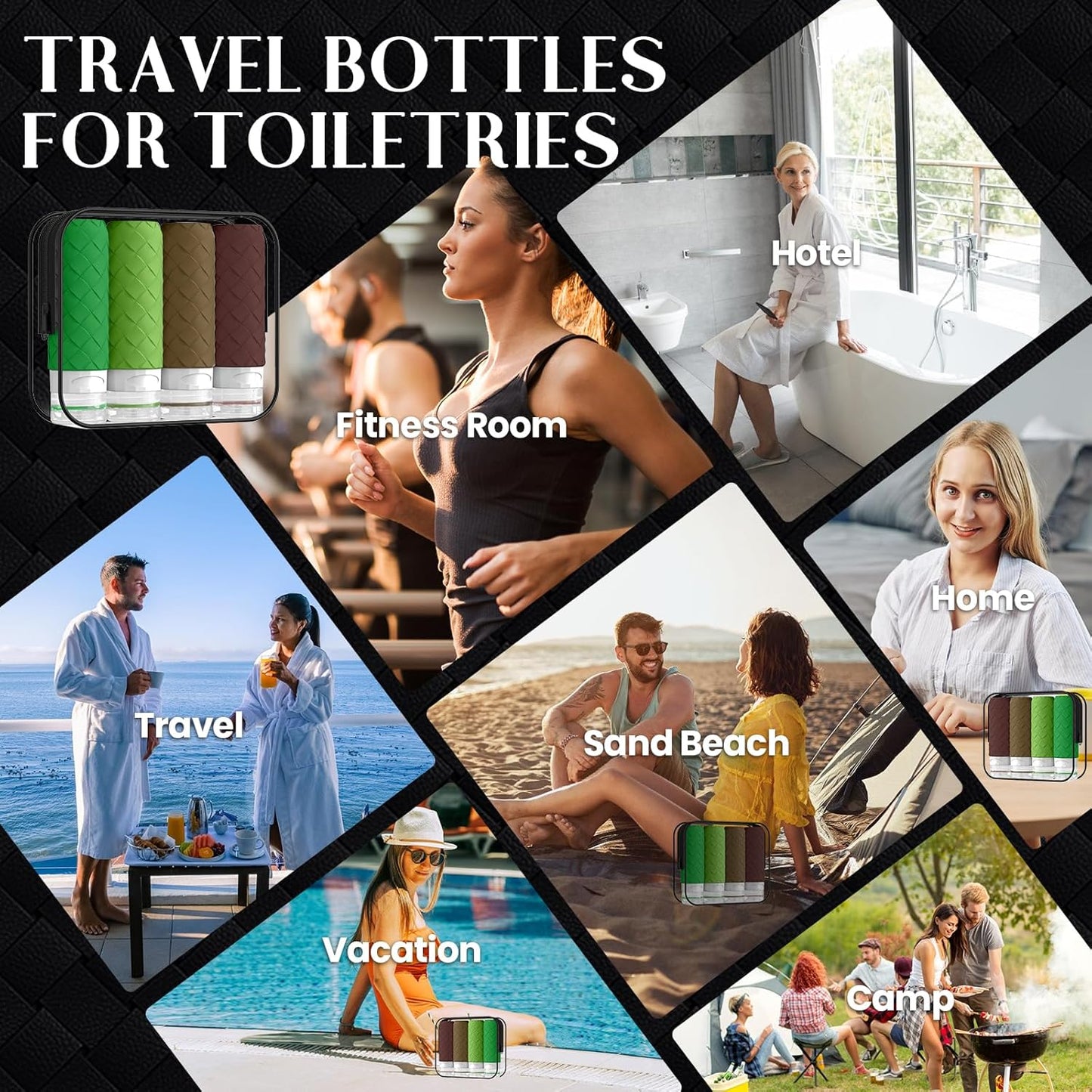 Travel Bottles for Toiletries - TSA Approved Silicone Containers | BPA Free, Leak Proof, Refillable Essentials (Forest Green)