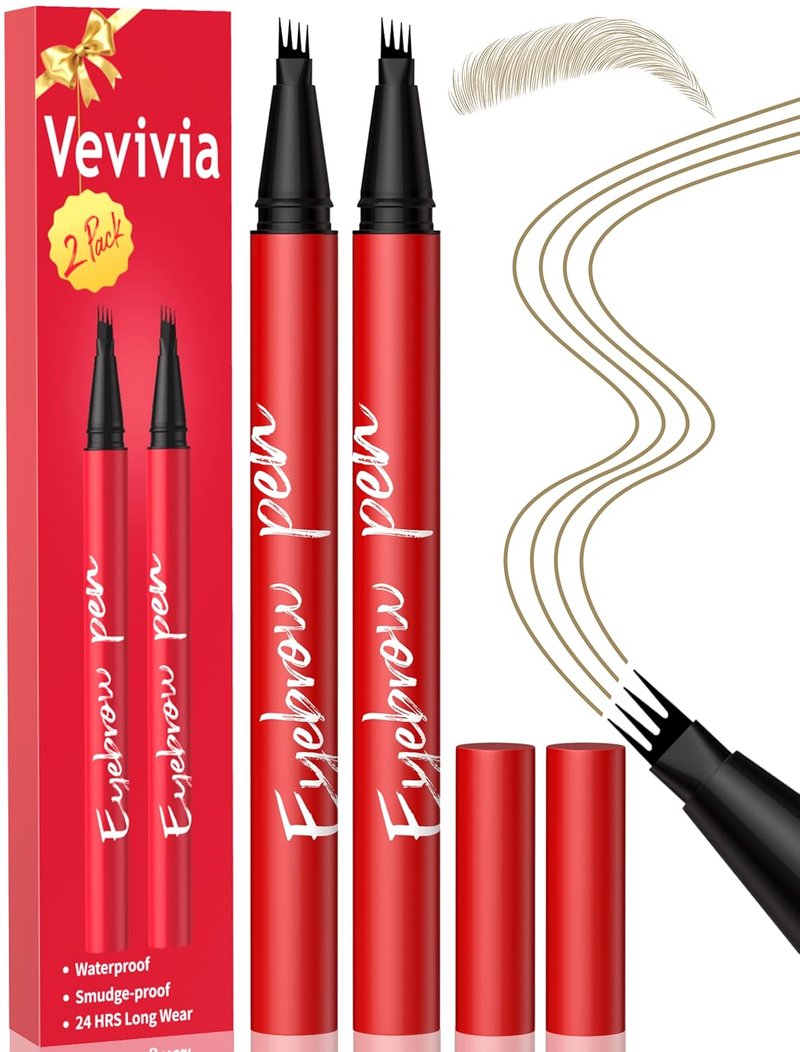 Eyebrow Pencils for Women - Precise 4-Tip Brow Pen 2 Pack | Natural-Looking Fuller Brows, Light Brown