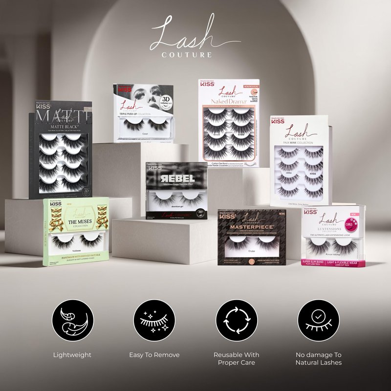 KISS Lash Couture Faux Mink False Eyelashes Multipack, ‘Jubilee’, 10mm, Multiple Lengths, Reusable, Cruelty Free, Vegan, Exclusive Knot-Free Lash Band, 4 Pairs