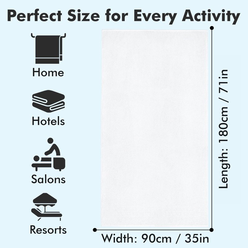 Novo Home Bath Sheets – Extra Large Bathroom Sheet Set – Pack of 2 Jumbo Towels White (71x35in) – 100% Cotton Soft Quick Dry Large Bath Towels for Adults Hotel Spa Bathroom Use
