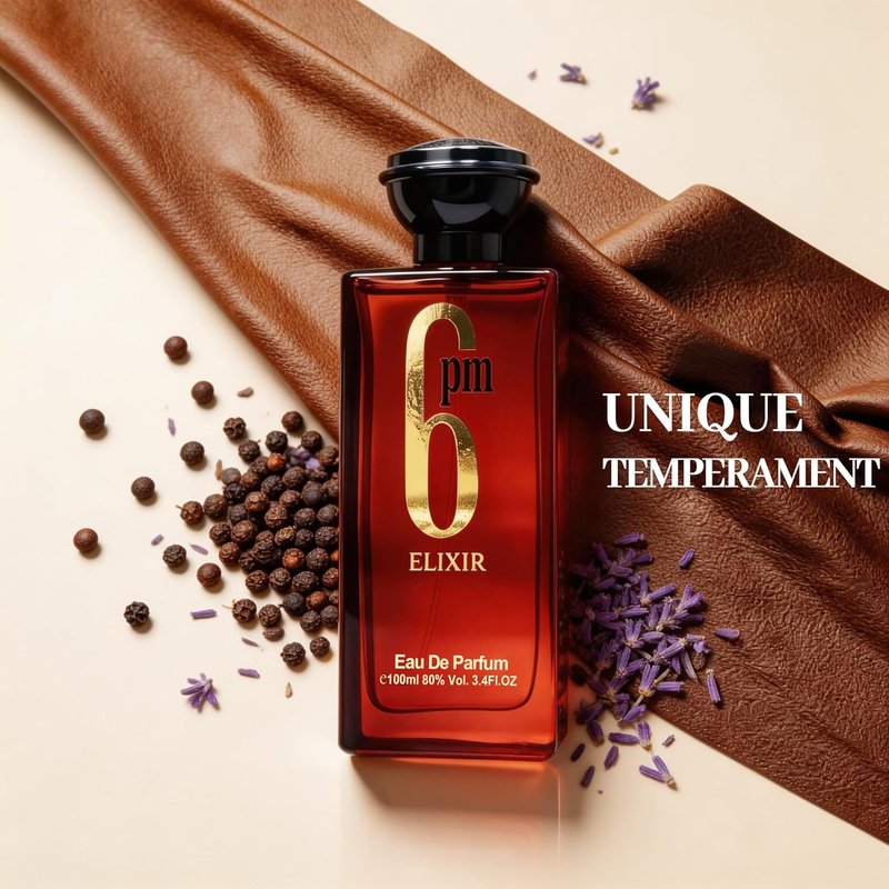A CENTER 6PM Elixir Men's Eau de Parfum - Warm Woody Cologne | Long-Lasting Amber Tobacco Scent, 3.4 Fl Oz