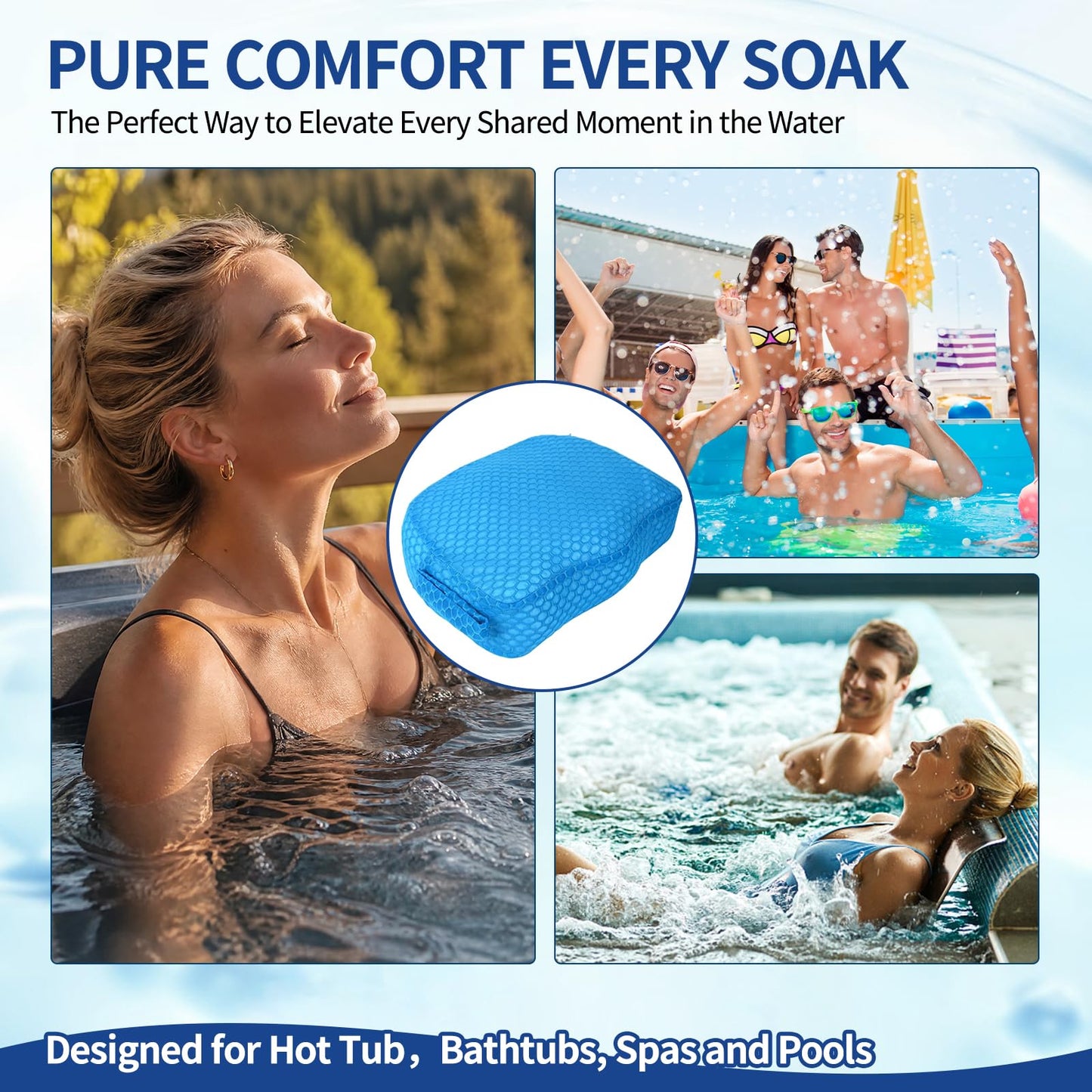 Hot Tub Booster Seat, Weighted SPA Booster Seat Cushion for Adults, 3D Air Mesh Inflatable Hot Tub Seat Accssories with Non-Slip Micro Dot Bottom,Indoor or Outdoor Hot Tub Pillow