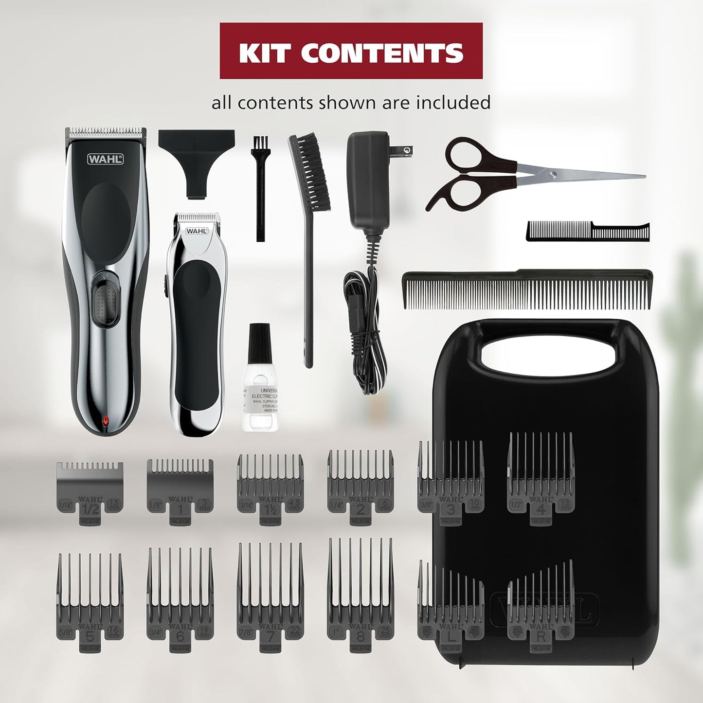 Wahl Clipper Cordless Chrome Pro Hair Clippers - Versatile Battery Trimmer Combo for Men | Model 3026590