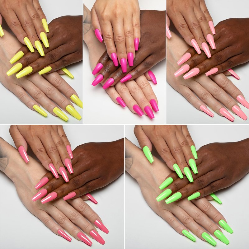 Aprés Exclusive Neon Gel Couleur Combo Kit, Includes Pink Patent Vanity Case, Set of 5 Neon Gel Couleur (15 mL), Mini Top Gelcoat, Mini Base Gelcoat, Nail File, Mini Buffer, and White X-lite