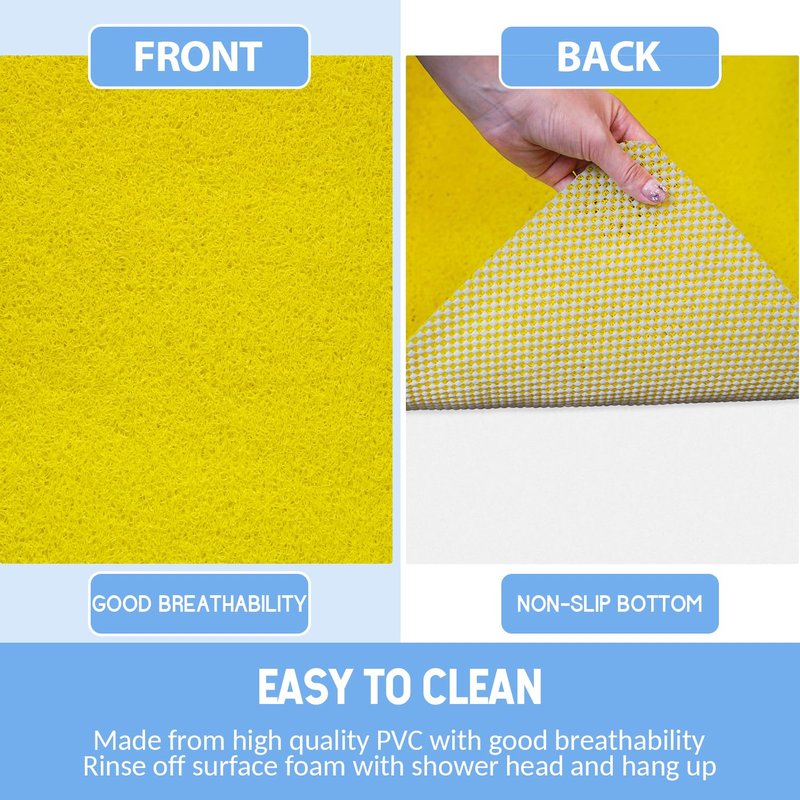 Hargiis Non-Slip Bathtub Mat, Anti Slip Shower Mat, Fast Drying Bathtub Mats, Foot Scrubber Mat, Anti Slip Mat for Tub, Floor, Bathroom, Kitchen, Home, Hotel (Yellow 24"×24")