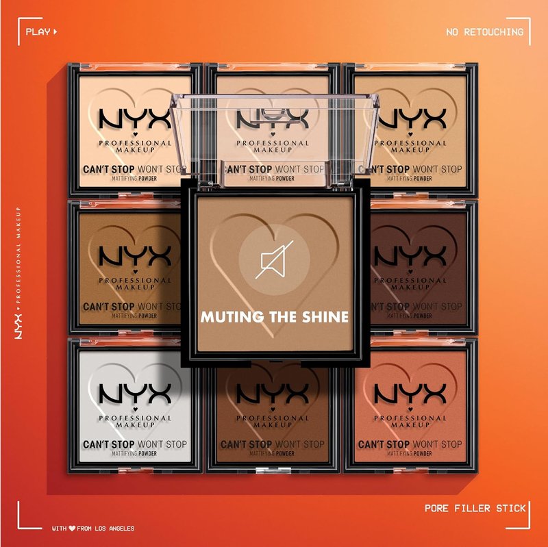 NYX Can't Stop Won't Stop Mattifying Pressed Powder - Bright Peach | Long-Lasting Oil Control