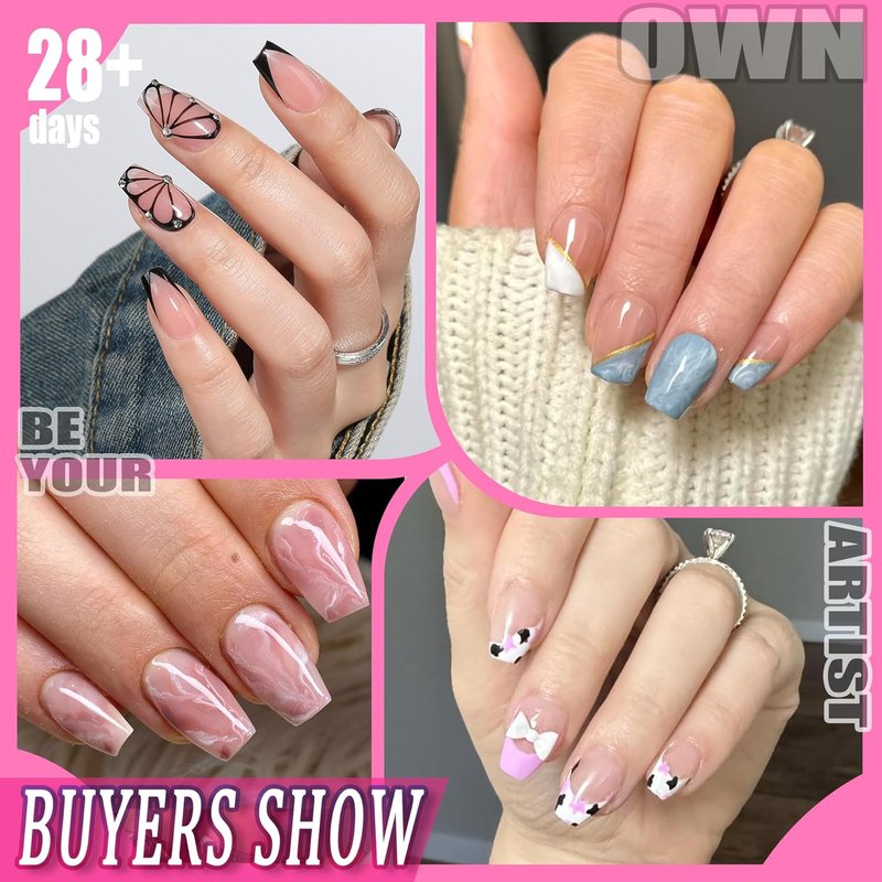 Short Coffin Nails Tips - 504pcs No C Curve Gel Press-On Nails | Pre-Etched Acrylic Extensions for Women, 12 Sizes