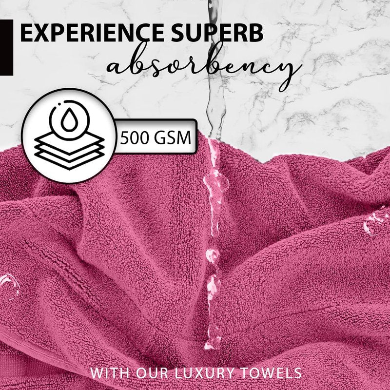 KAHAF COLLECTION 100% Cotton Bath Towels, 24x48 Pack of 6 Towels, Quick Dry, Highly Absorbent, Soft Feel Towel, Gym, Spa, Bathroom, Shower, Pool, Luxury Soft Towels (Pink, 24x48-6 Pack)