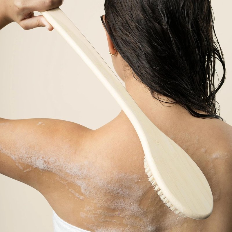 EcoTools Bath Brush - Long Handle Exfoliating Shower Brush for Back & Hard-to-Reach Areas | Vegan, Cruelty-Free Nylon Bristles