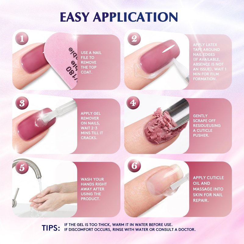 HOTRYEE Gel Nail Polish Remover Kit - Quick & Easy Gel Polish Remover No Need to Soak, Wrap or Use Foil,Gel Remover for Nails Within 2-3 minutes | 0.5 Fl Oz