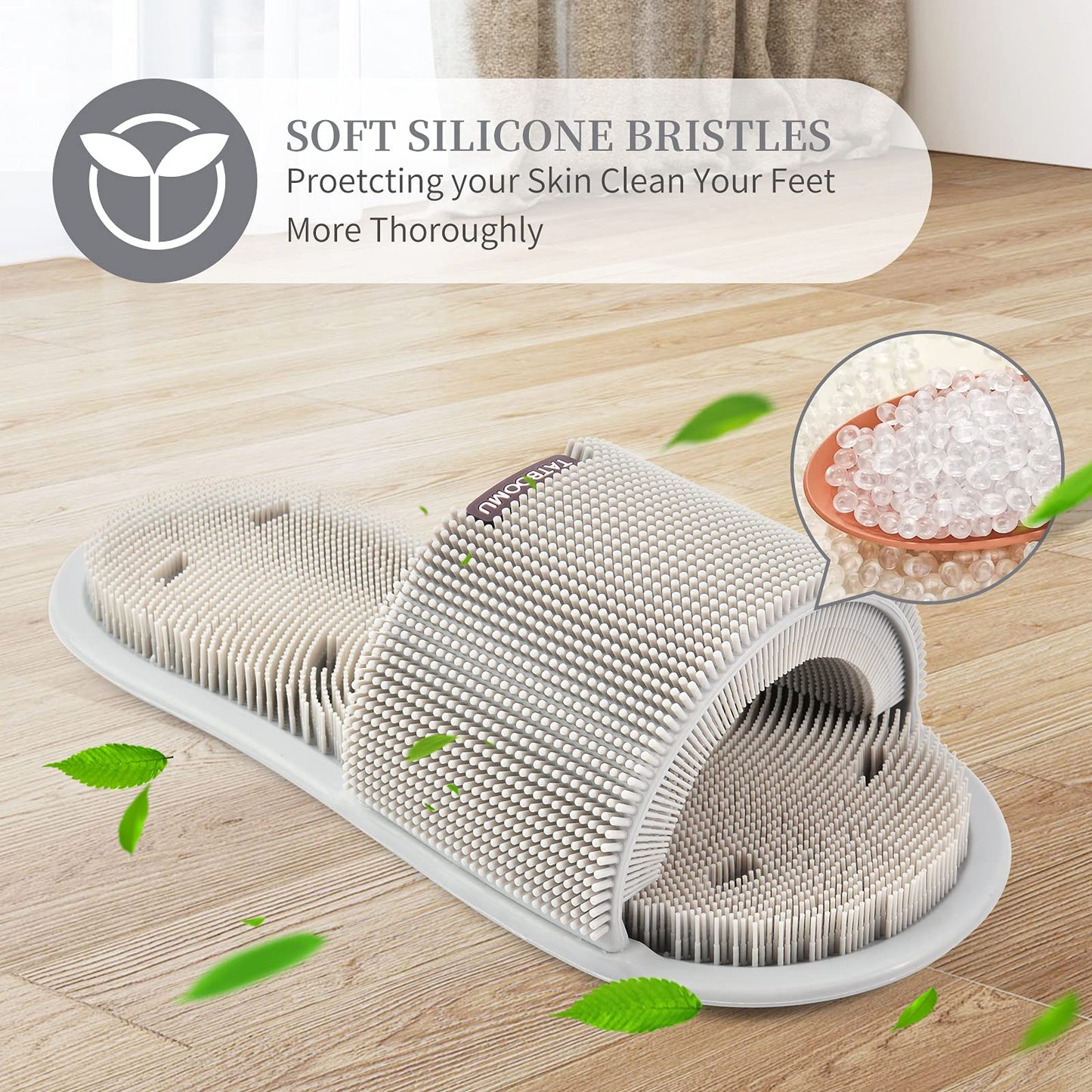 TATBOOMU Shower Foot Scrubber,Soft Silicone Bristles with Non-Slip Suction Cups - Cleans,Smooths,Exfoliates & Massages Your Feet Without Bending,Improve Circulation & Soothes Tired Feet (1PCS Gray)