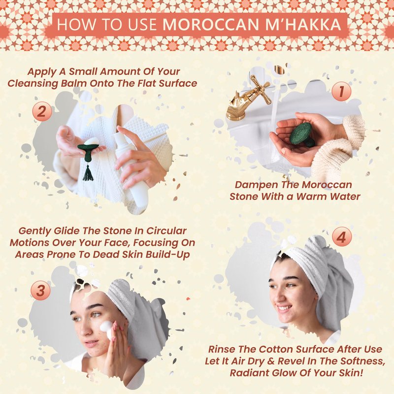 Face Scrubber Exfoliator – Gentle Face Exfoliator Scrubber & Facial Brush for Cleaning and Exfoliating – Moroccan Clay & Sabra Fabric Pad for Smooth Radiant Skin, Men & Women