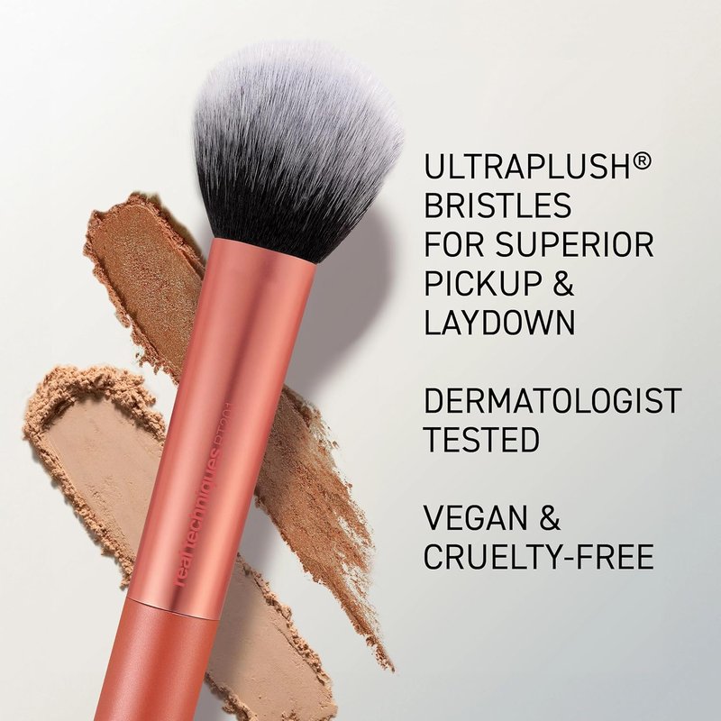 Real Techniques Powder Brush - Cruelty-Free with Ultra Plush Synthetic Bristles | Custom Cut for Perfect Coverage