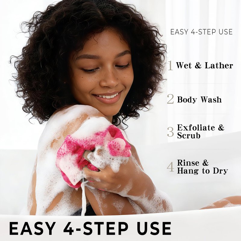 African Net Sponge Authentic - African Exfoliating Net Sponge 3 Pieces - Body Scrubber Exfoliator Wash Cloth - Back Scrubber for Shower - Bath Sponges Shower Loofah Essentials for Women