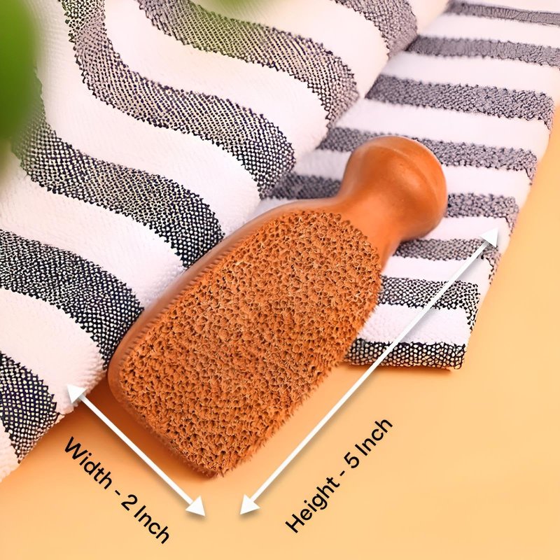 QUBA LINEN Pumice Stone for Feet – 2-Sided Terra Cotta Foot Scrubber, Natural Callus Remover for Dry Skin & Rough Heels, Cracked Heels – Pedicure Exfoliator for Feet Hands Body