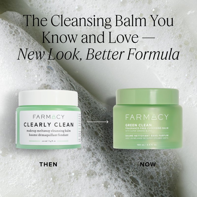 Farmacy Sensitive Skin Makeup Remover Cleansing Balm - Green Clean Waterproof Makeup Remover Balm + Oil Cleanser for Face - Melts Make Up + SPF - Hydrates + Softens Skin - Fragrance-Free (100ml)