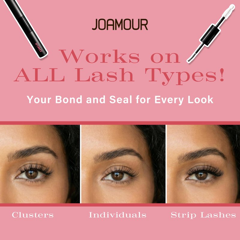 JOAMOUR Lash Bond and Seal, 2-in-1 Lash Cluster Glue, Waterproof & Sweatproof, Long-Lasting Hold up to 120-150H, Latex-Free, for DIY Eyelash Clusters, Home Use