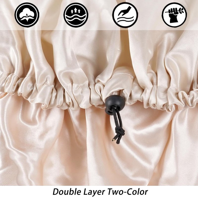 Satin Silk Bonnet for Curly Hair - Double-Layer Adjustable Sleep Cap | Large Size for Women