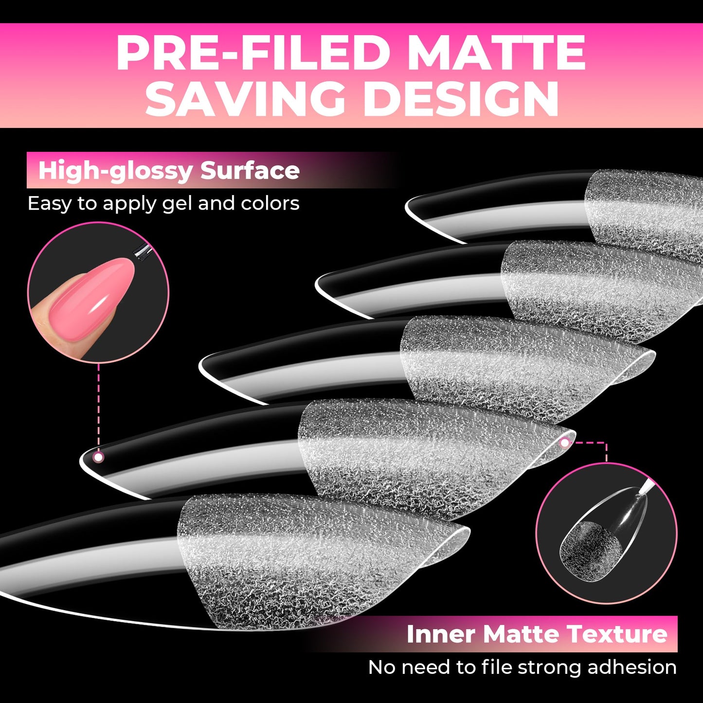 UNA GELLA Almond Nail Tips: 510Pcs Almond Gel Nails Tips 15 Sizes Pre-Etched Full Cover A lmond Clear Press on Nails Acrylic False No C Curve Nail Tips for Press on Nail Extensions Home DIY Salon
