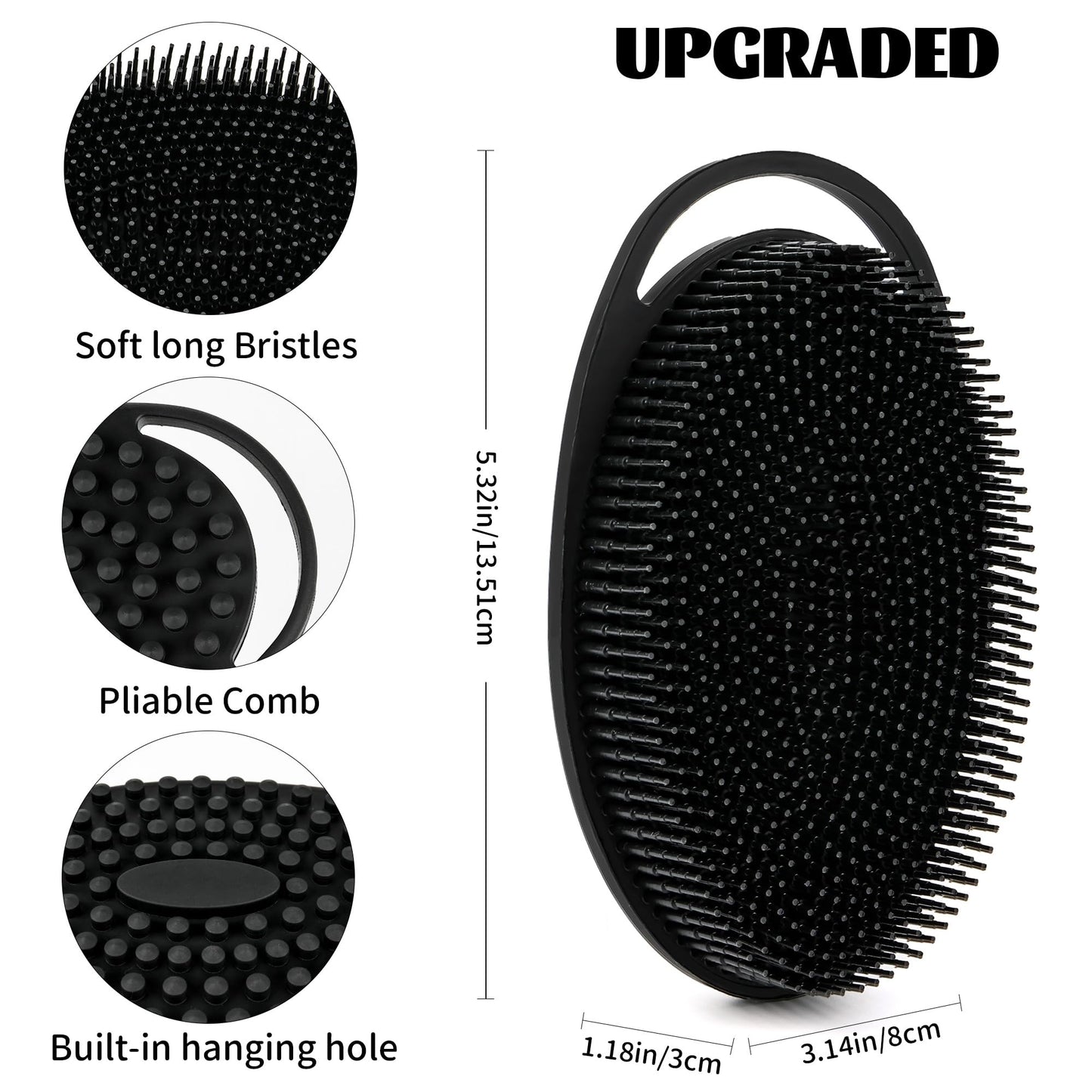 Silicone Loofah Body Scrubber for Shower - 2 PCS Soft & Gentle Loofah Alternative for Sensitive Skin, Fast-Drying & Hygienic Body Wash Scrubber Brush for Women, Men & Kids, Lather Well(Black and Blue)