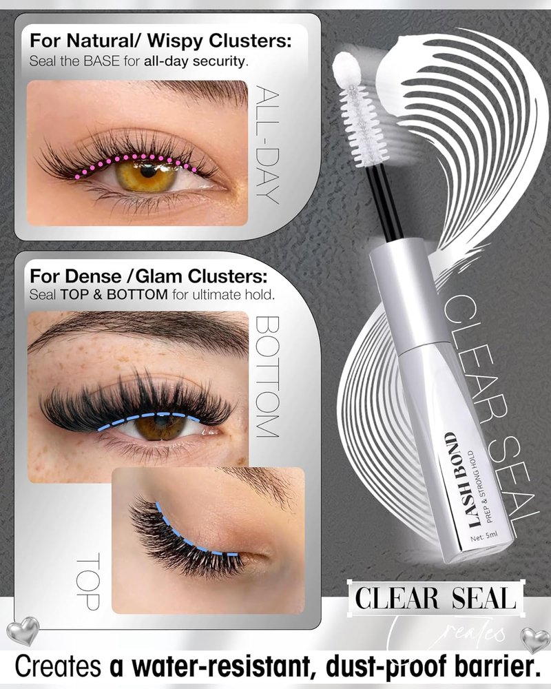 Mavphnee Lash Bond and Seal - The Ultimate 72H+ Waterproof Lash Glue for DIY Cluster Eyelash Extensions at Home, Strong, Sleep-Proof Hold for Professional Results