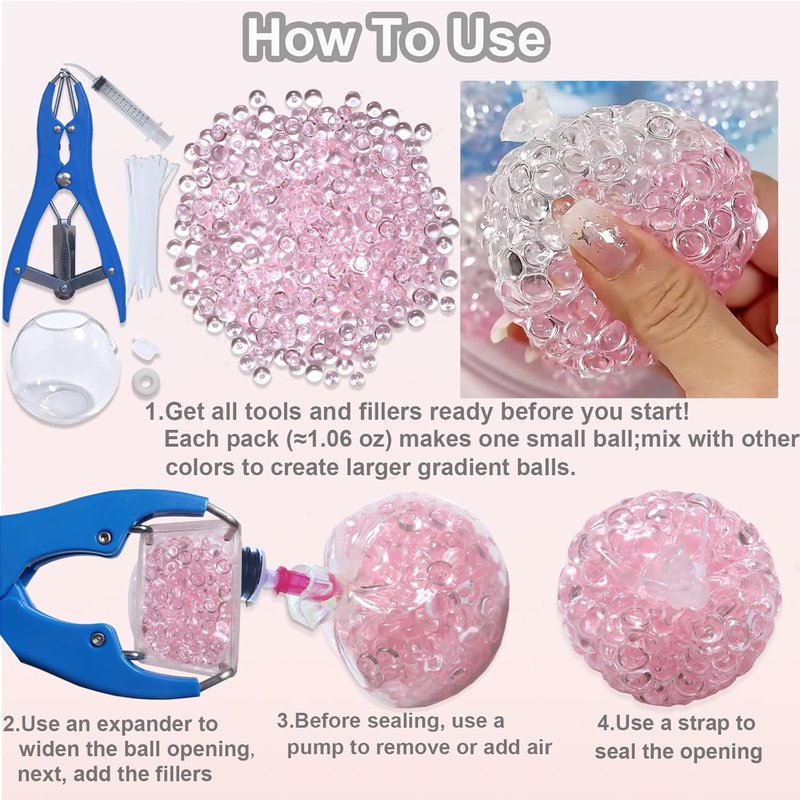 DIY Stress Ball Making Kit - 15PCS Transparent Blanks with Air Pump & Expander Tool for Pressure Relief | Fun Craft Activity