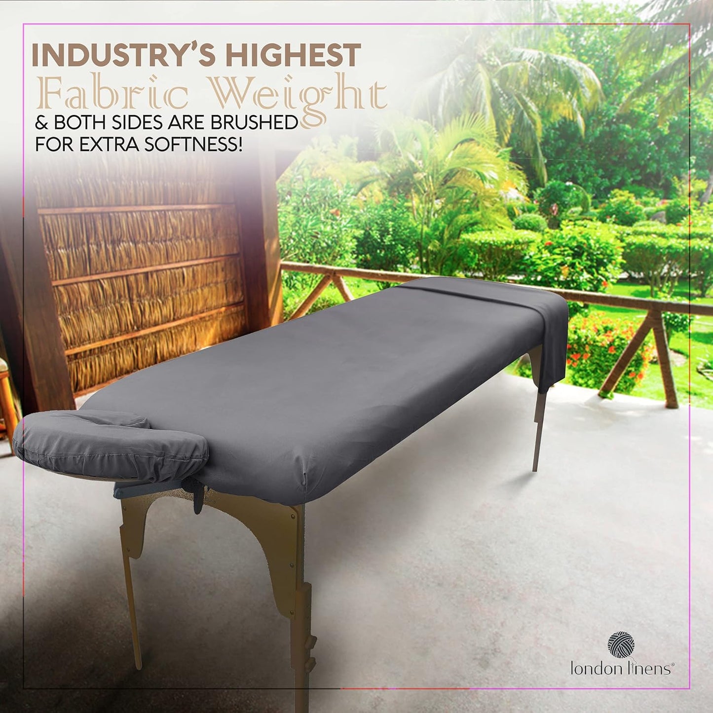 Soft Microfiber Massage Table Sheets Set - 3-Piece Cover, Fitted Sheet & Face Rest | Grey