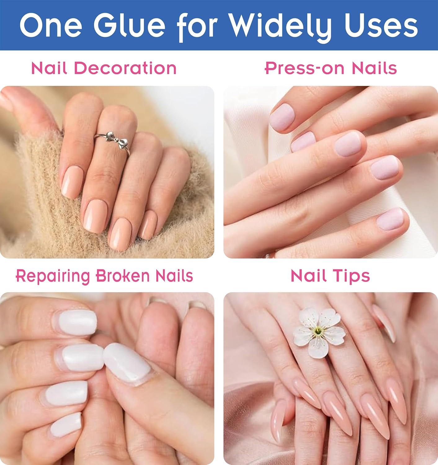 Skiennix Super Strong Nail Glue - Long Lasting Adhesive for Acrylic & Press-On Nails | 8ml (2-Pack)