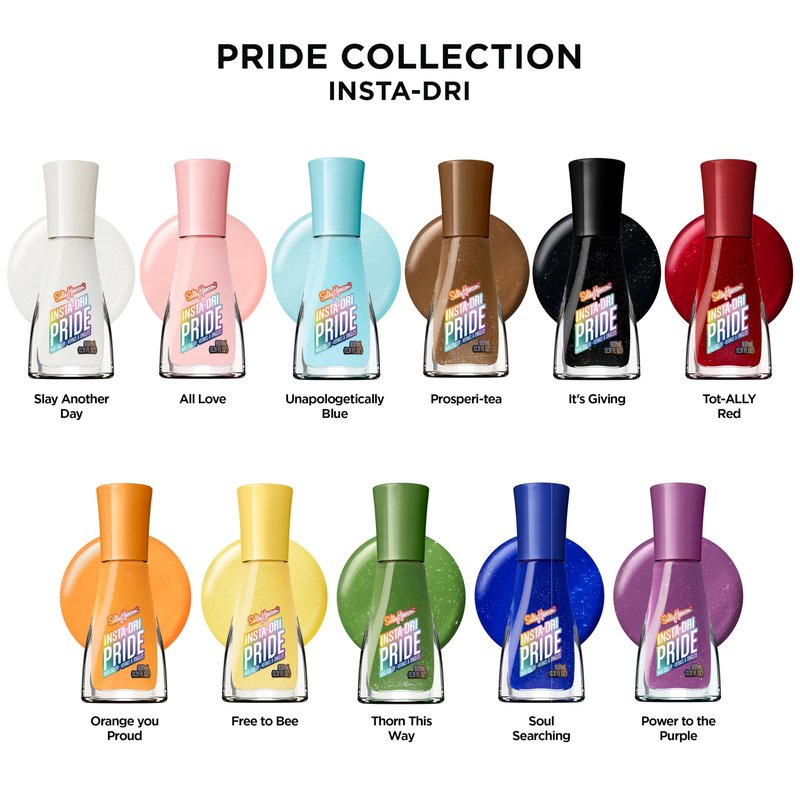 Sally Hansen Insta-Dri Pride Nail Polish | Quick Dry, Long Lasting, Streak-Free Shine | Opaque, Shimmery | 768 It's Giving | Black Nail Color