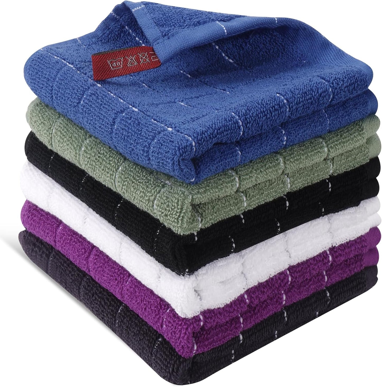 Wash Cloths 6 Pack 100% Cotton, Soft Absorbent Washcloths for Face & Body, Quick Dry Wash Cloths for Showering, Bathroom Towels, 6 Colors
