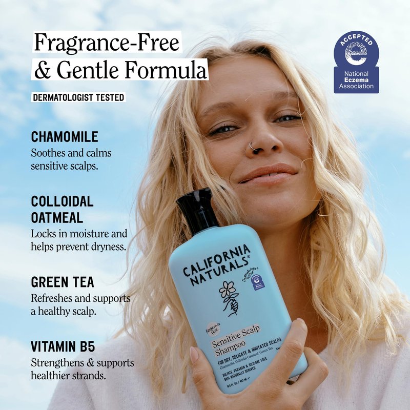 California Naturals Sensitive Scalp Shampoo & Conditioner Set, Soothing & Gentle for All Hair Types, Fragrance Free, Colloidal Oat & Chamomile, Paraben, Sulfate Free, NEA Accepted, 16.5 oz