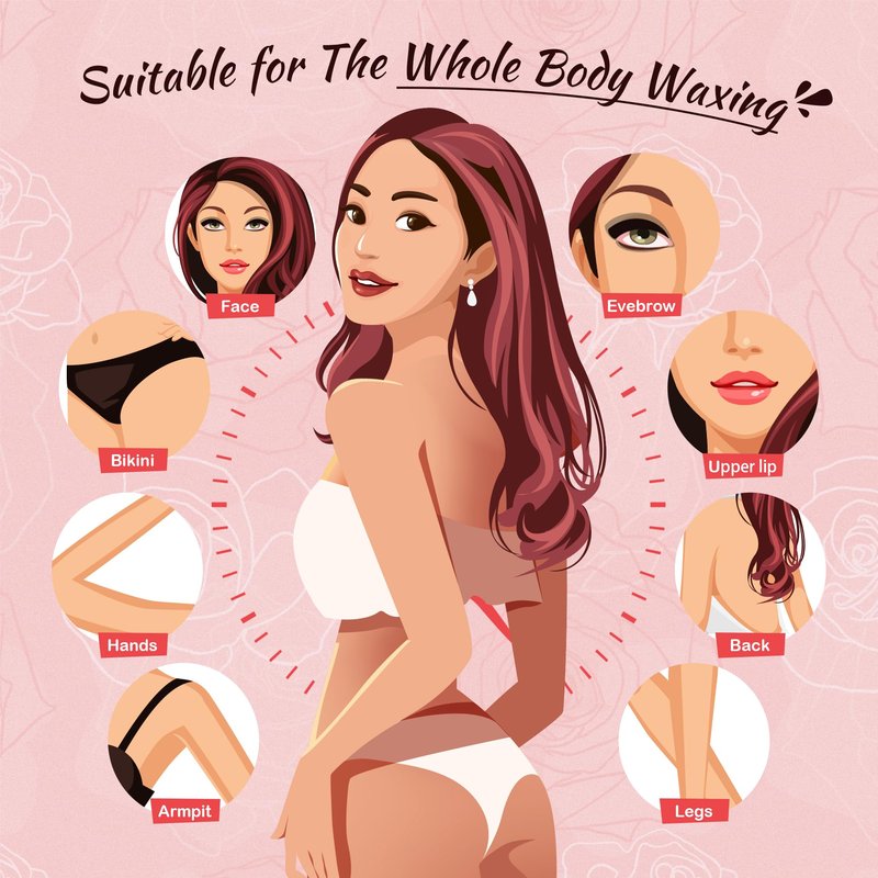Ajoura 1lb Hard Rose Wax Beans for Full Body Hair Removal - Bikini, Face, Eyebrow, Back, Chest, Legs, Armpit, Upper Lip, Refill for Wax Warmer Kit (Pink)