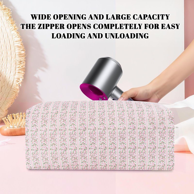Hair Tools Travel Carrying Bag, Cute Quilted Floral Hair Tools Travel Bag for Shark Flexstyle Carrying Case Portable Shark Air Wrap Dryer Case Flat Curling Iron Organizer for Women (Pink)