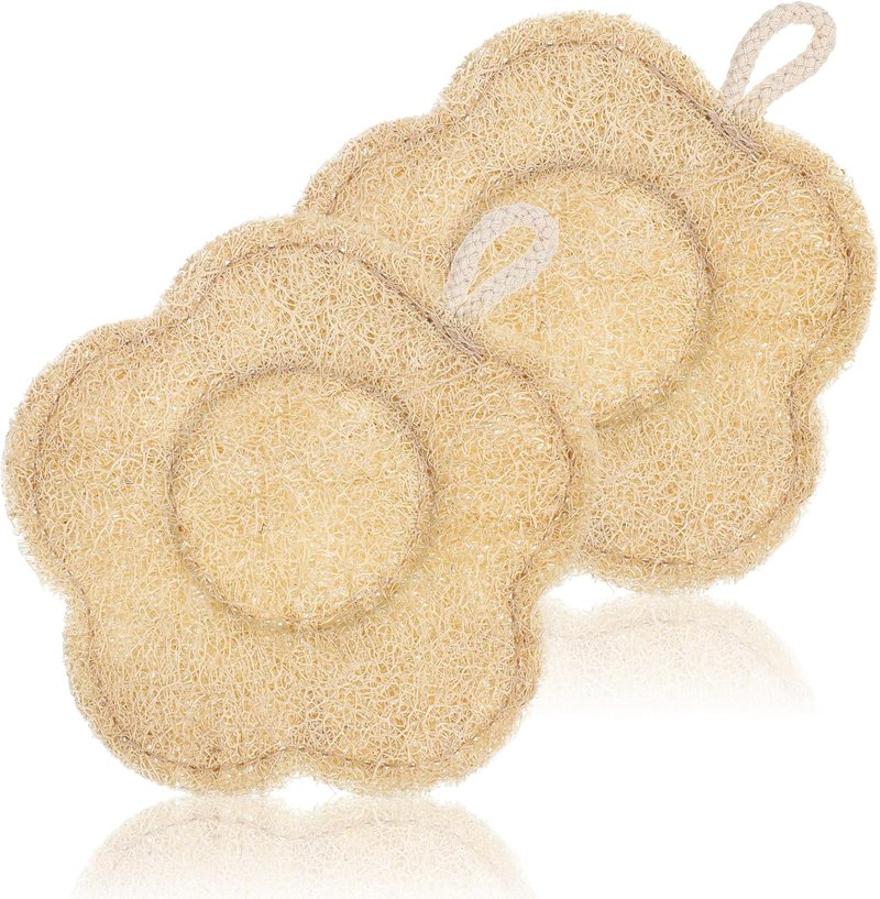 2 Pack Natural Loofah Sponge, Natural Loofah Shower Sponge, Exfoliating & Quick-Drying, Lightweight for Gym, Camping & Vacation