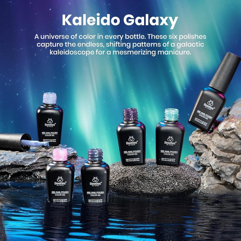 Beetles Glitter Gel Polish Set - Kaleido Galaxy 6 Colors | Shimmering UV LED Nail Art Gel for Spring Gifts
