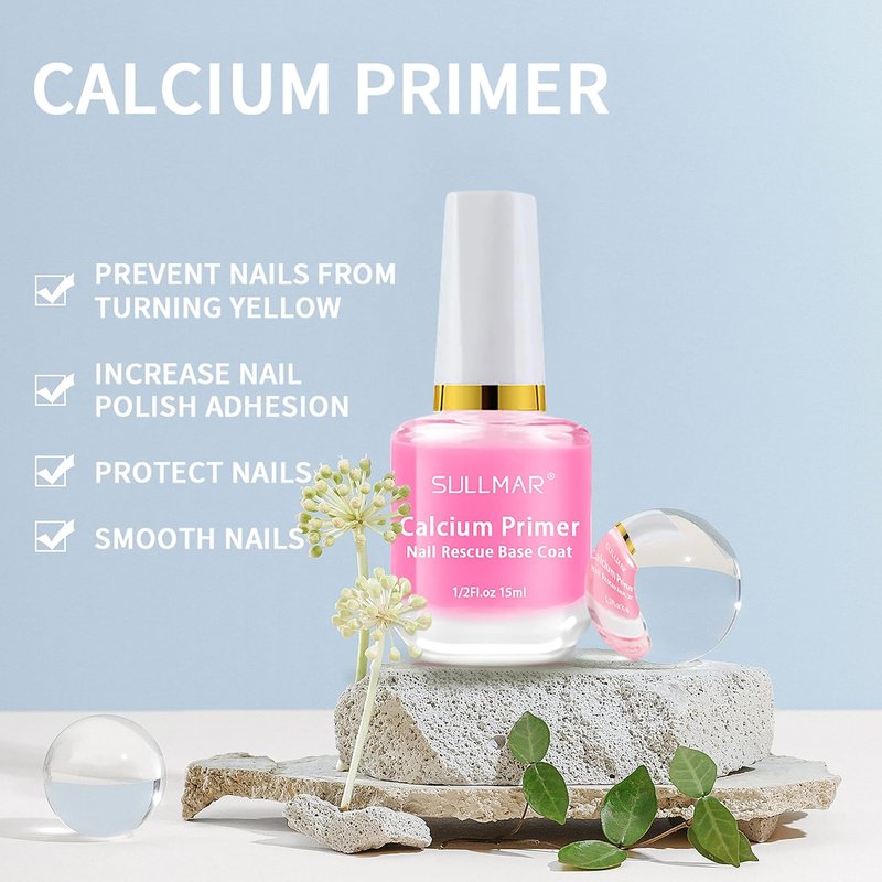 Nail Hardener & Strengthener - 4-in-1 Calcium Primer Kit for Thin Nails | Includes Cuticle Oil & Remover Gel