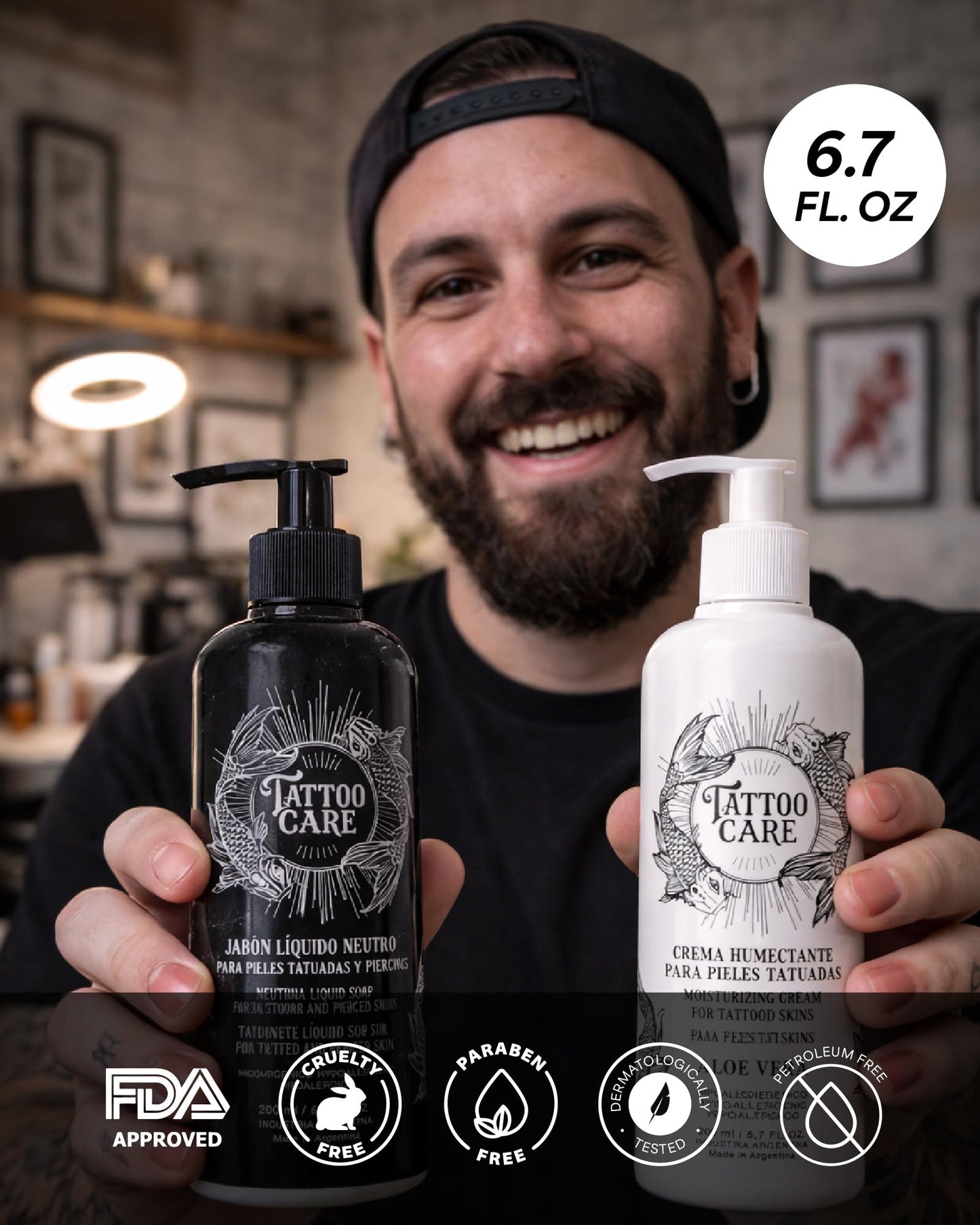 Tattoo Care Tattoo Aftercare Kit - Cream and Soap for Healing, Protecting and Brightening New and Old Tattoos - Cruelty-Free (KIT 6.7 fl OZ each)