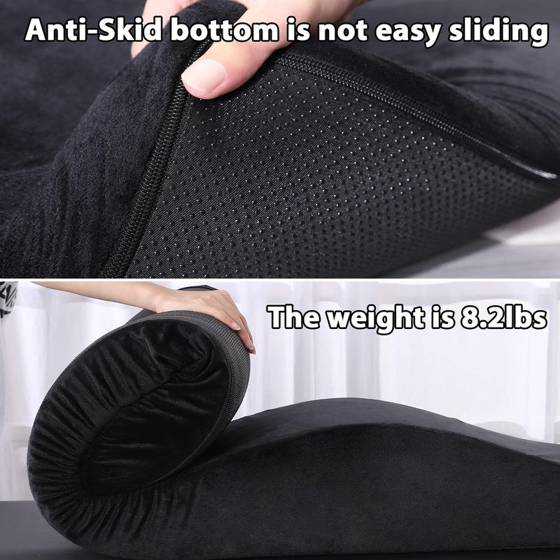 Luxurious Curved Lash Bed Topper & Bed Cover - Ergonomic Massage Table FoamTopper Wave Mattress Support The Body 30D High Density Foam with Salon Be Cover - Black