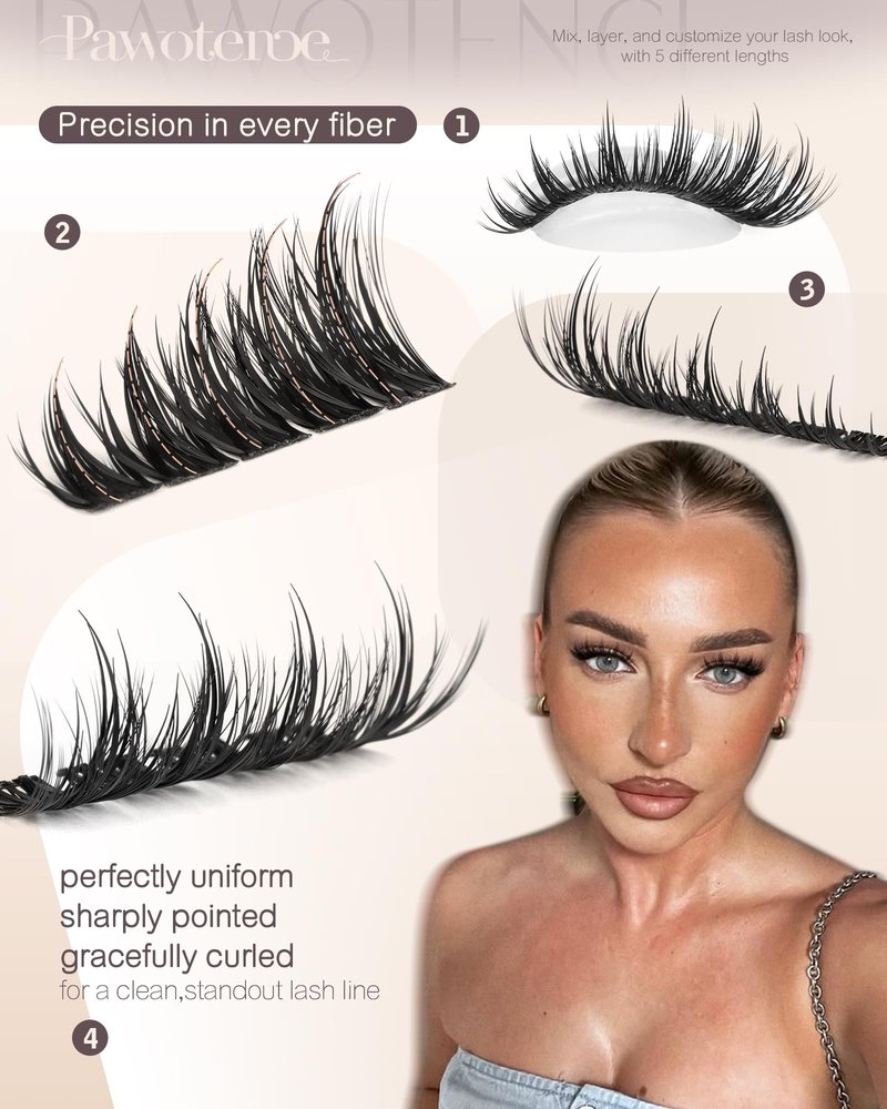 Pawotence Manga Lash Clusters 10-18mm Eyelash Clusters 144pcs Cluster Eyelash Extensions Anime Cluster Lashes Individual False Eyelashes for DIY Lash Extension